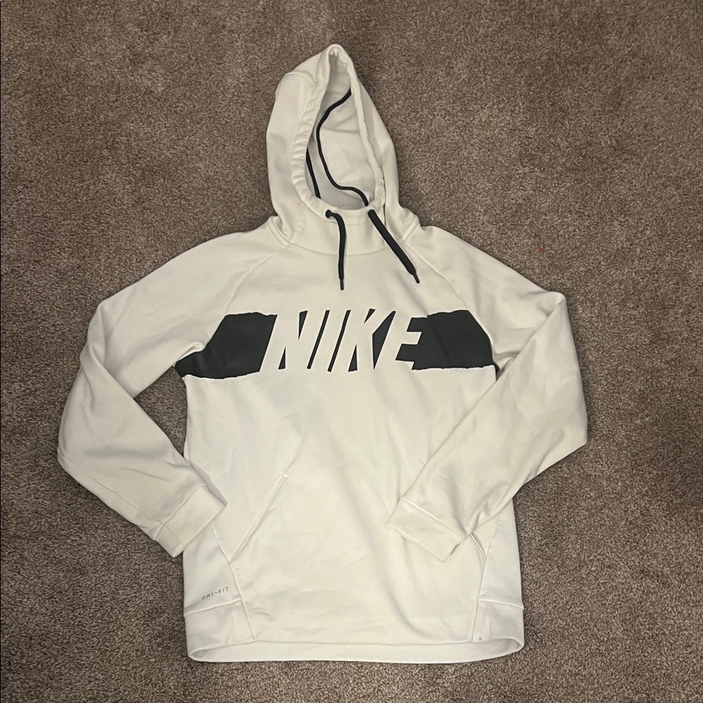 Nike Men's White and Black Hoodie Sweater